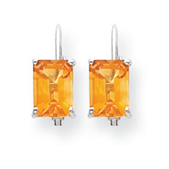 2 Carat 14K White Gold 7x5mm Emerald Cut Citrine earring