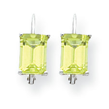 2.1 Carat 14K White Gold 7x5mm Emerald Cut Peridot earring