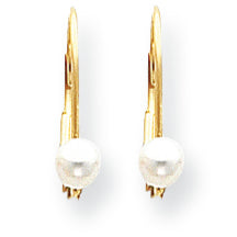 14K Gold Pearl Diamond leverback earrings