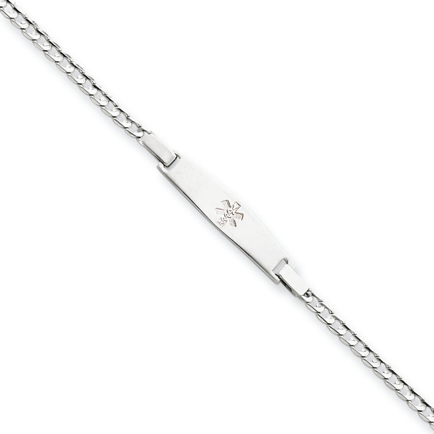 14K White Gold Non-enameled Medical Jewelry  Bracelet 7 Inches