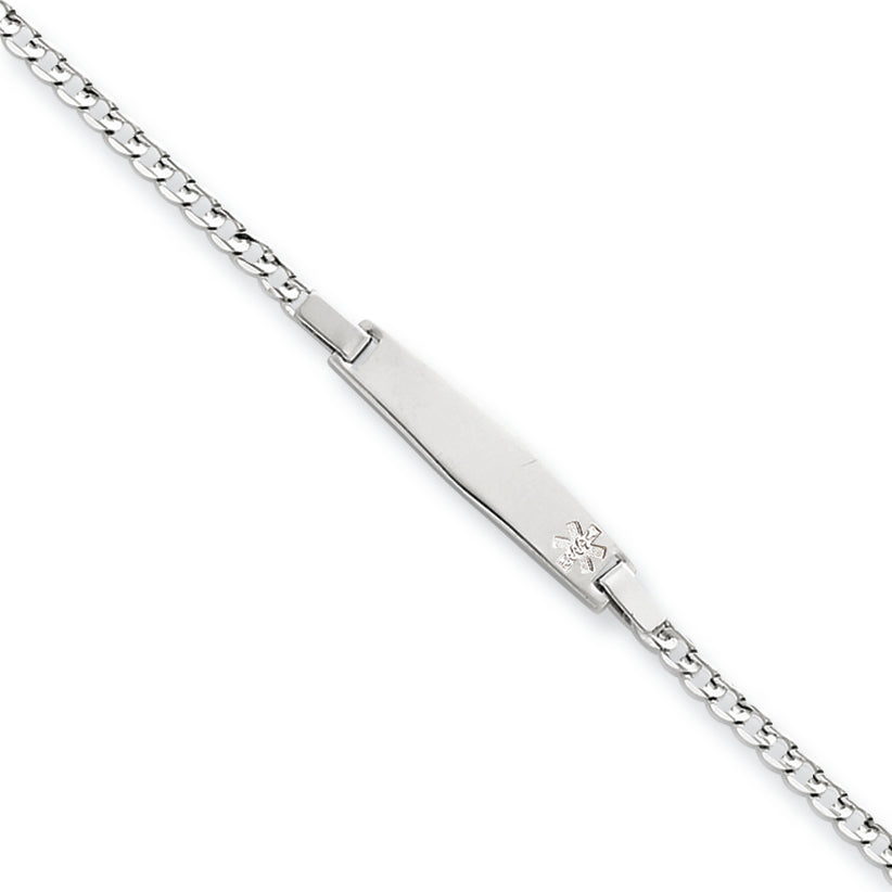 14K White Gold Non-enameled Medical Jewelry  Bracelet 7 Inches