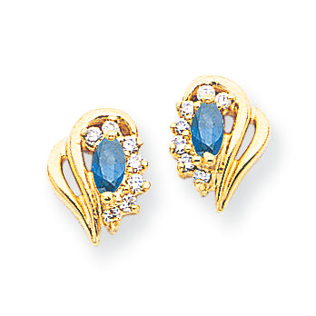 0.7 Carat 14K Gold Sapphire & Diamond Earrings