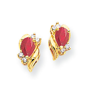 1.2 Carat 14K Gold Ruby & Diamond Earrings