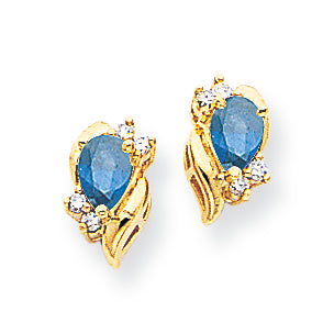 1.2 Carat 14K Gold 6x4mm Pear Sapphire & Diamond Earrings