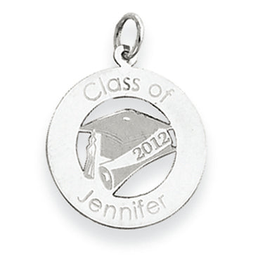 14K White Gold Personalized Graduation Charm