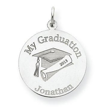 14K White Gold Personalized Graduation Charm