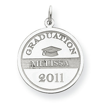 14K White Gold Personalized Graduation Charm