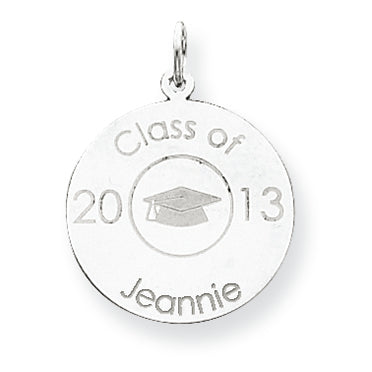 14K White Gold Personalized Graduation Charm