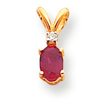 0.7 Carat 14K Gold 6x4mm Oval Ruby Diamond pendant