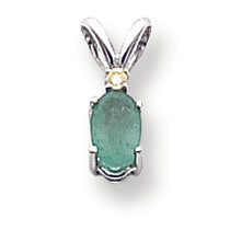 0.5 Carat 14K White Gold Emerald Diamond pendant