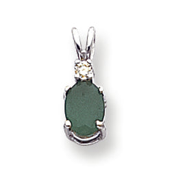 0.9 Carat 14K White Gold Emerald Diamond pendant