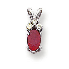 0.8 Carat 14K White Gold 6x4mm Oval Ruby Diamond pendant
