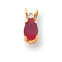 0.6 Carat 14K Gold 6x4mm Pear Ruby Diamond pendant