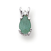 0.4 Carat 14K White Gold Emerald Diamond pendant