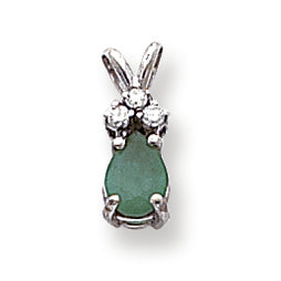 0.8 Carat 14K White Gold Emerald Diamond pendant