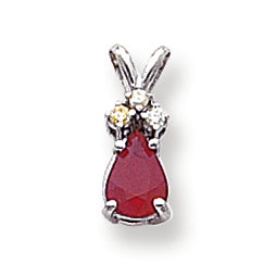1 Carat 14K White Gold Ruby Diamond pendant