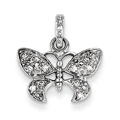 0.1 Carat 14K White Gold Diamond Vintage Butterfly Pendant
