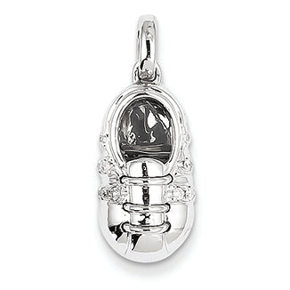 0.1 Carat 14K White Gold Diamond Baby Boy Shoe Pendant