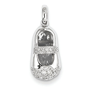 0.2 Carat 14K White Gold Diamond Baby Girl Shoe Pendant