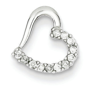 0.1 Carat 14K White Gold Polished .1ct Quality Completed Fancy Diamond Heart Pendan