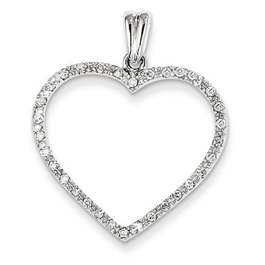 0.3 Carat 14K White Gold Quality Completed Diamond Vintage Heart Pendant