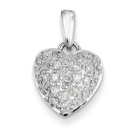 0.2 Carat 14K White Gold Quality Completed Diamond Vintage Heart Pendant