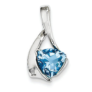 2.2 Carat 14K White Gold 8mm Blue Topaz pendant
