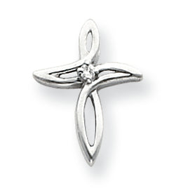 14K White Gold Diamond Cross Pendant