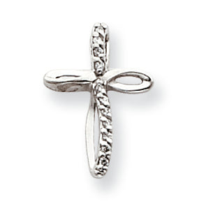 0.1 Carat 14K White Gold Diamond Cross Pendant