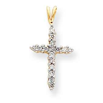 0.3 Carat 14K Gold & Rhodium Diamond Cross Pendant