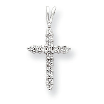 0.3 Carat 14K White Gold Diamond Cross Pendant