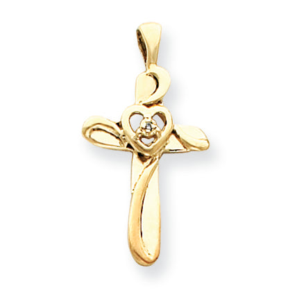 14K Gold Diamond Cross Pendant