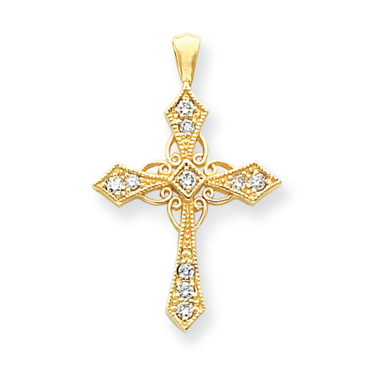 0.4 Carat 14K Gold Diamond Cross Pendant