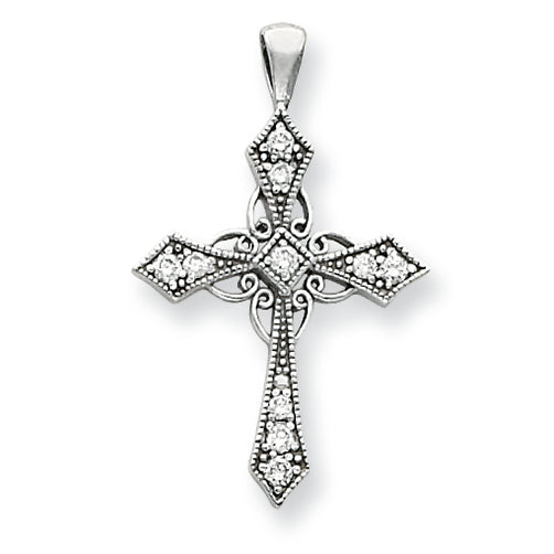 0.4 Carat 14K White Gold Diamond cross pendant