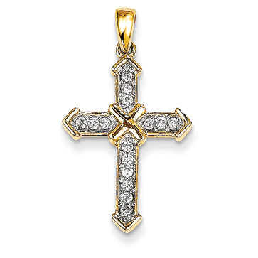 0.2 Carat 14K Gold Passion Diamond Cross Pendant