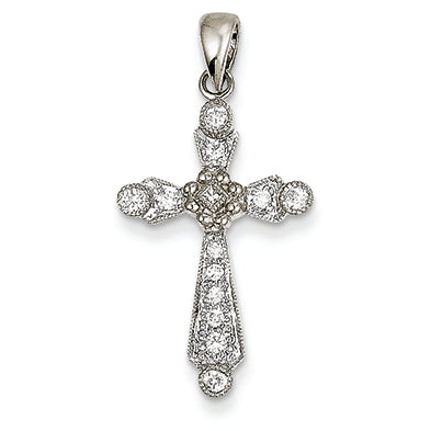0.2 Carat 14K White Gold Diamond Cross Pendant