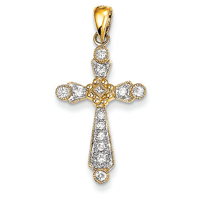0.2 Carat 14K Gold Diamond Cross Pendant