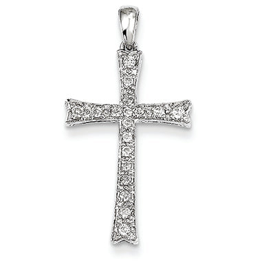 0.2 Carat 14K White Gold Diamond Cross Pendant