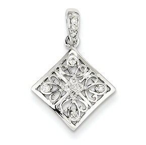 0.1 Carat 14K White Gold Diamond Vintage Pendant