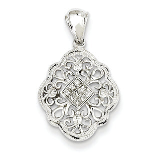 0.1 Carat 14K White Gold Diamond Vintage Pendant