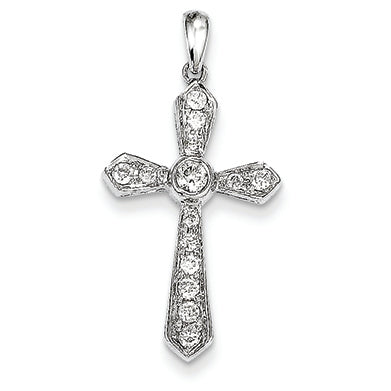 0.3 Carat 14K White Gold Diamond Cross Pendant