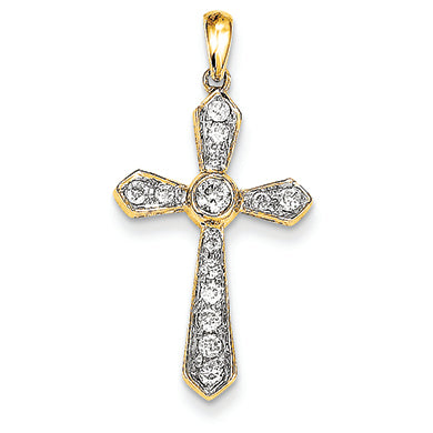 0.3 Carat 14K Gold Diamond Cross Pendant