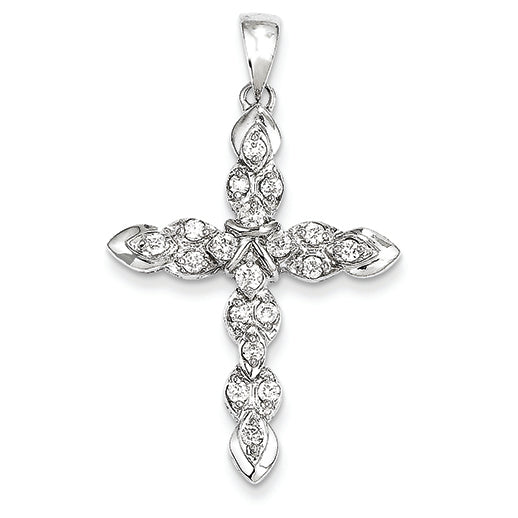 0.6 Carat 14K White Gold Diamond Cross Pendant