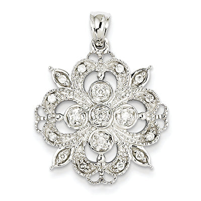 0.3 Carat 14K White Gold Filigree Diamond Pendant