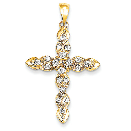 0.6 Carat 14K Gold Diamond Cross Pendant