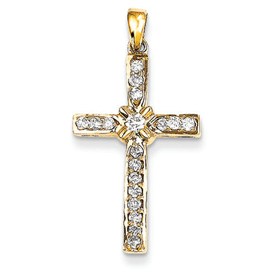 0.3 Carat 14K Gold Diamond Cross Pendant