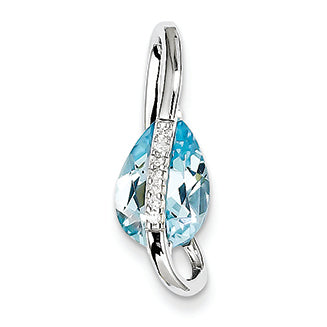 3.7 Carat 14K White Gold Blue Topaz & Diamond Slide
