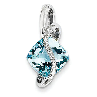 4.1 Carat 14K White Gold Blue Topaz and 0.0