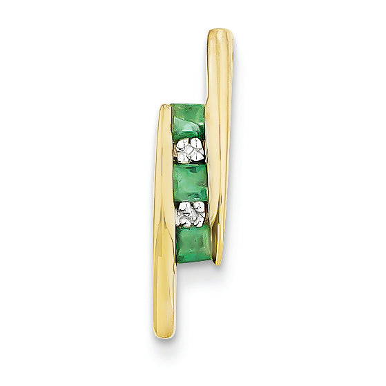 0.3 Carat 14K Gold Diamond and Emerald Pendant