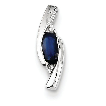 0.3 Carat 14K White Gold Diamond and Sapphire Pendant